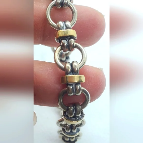 Bracelet 8"inch Elegant Sterling Silver and Gold . - Picture 5 of 5